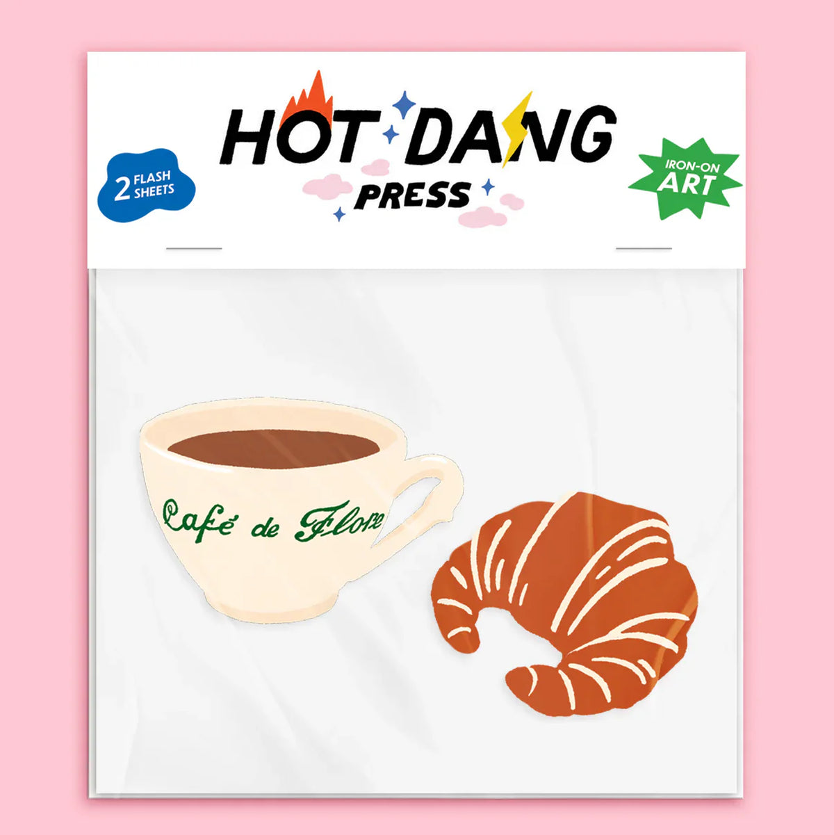 DIY - Iron On Art - Parisian Breakfast Buddies (Hot Dang Press) Coffee Croissant