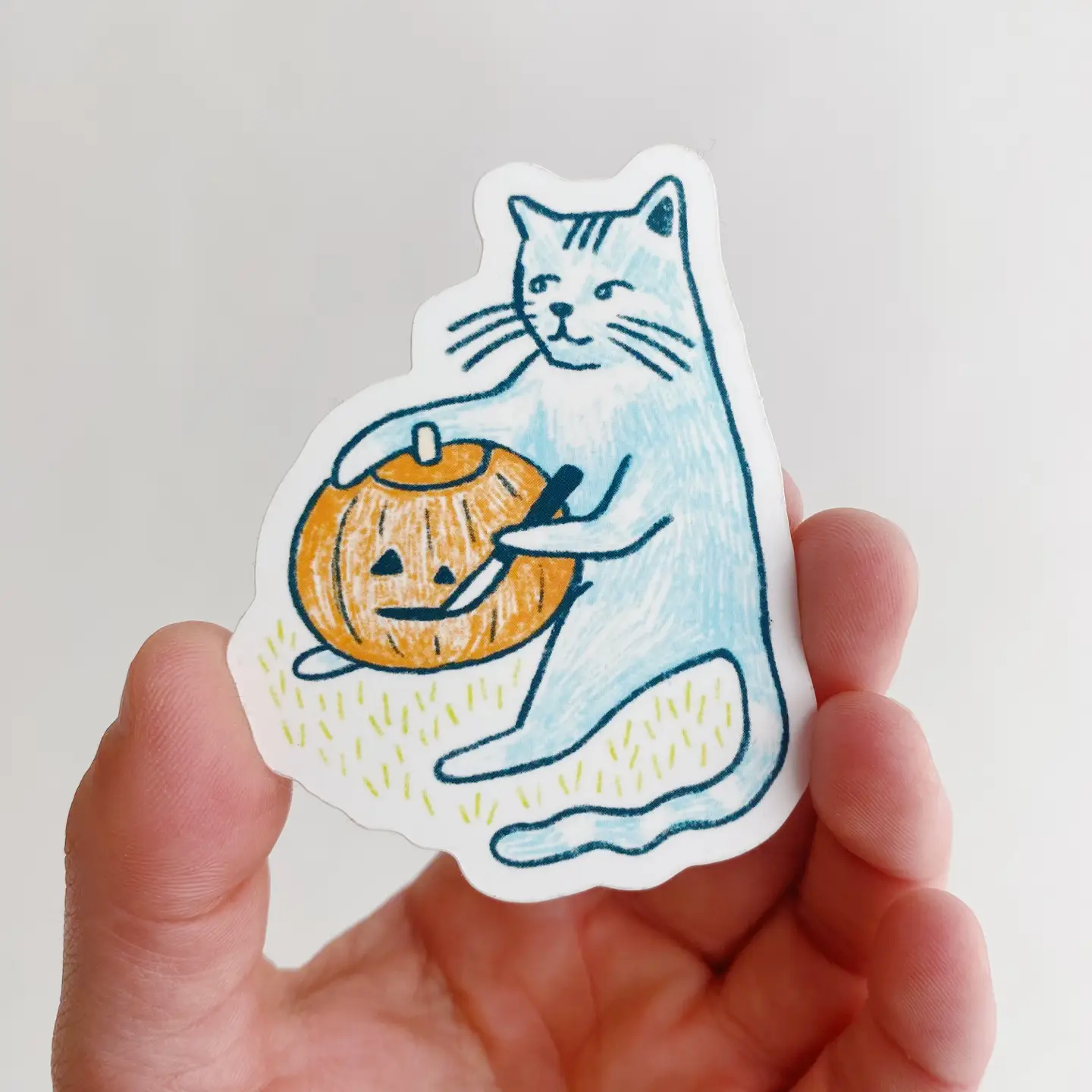 Sticker - Pumpkin Carving Cat (Allison McKeen Art)