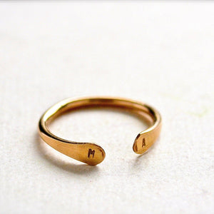 Custom Initial Ring - open face double initial signet monogram ring - Foamy Wader