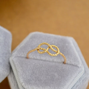 Sailor's Knot Ring - handmade nautical minimalist infinity rope knot ring - Foamy Wader