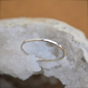 Shimmer Ring - minimalist handmade hammered stacking ring, sustainable jewelry - Foamy Wader