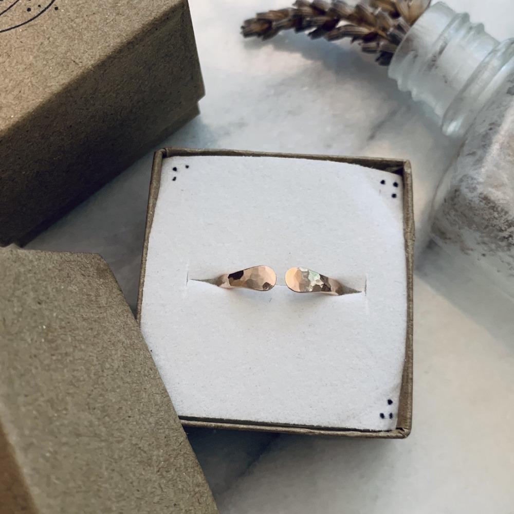Siren Ring - handmade hammered open face ring in precious metals - Foamy Wader