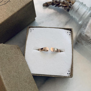 Siren Ring - handmade hammered open face ring in precious metals - Foamy Wader