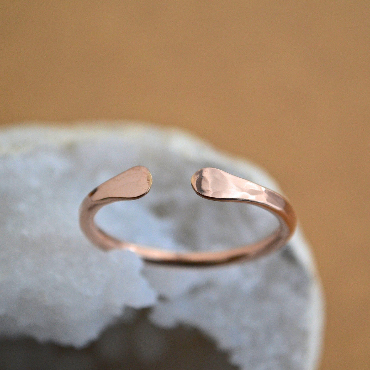 Siren Ring - handmade hammered open face ring in precious metals - Foamy Wader
