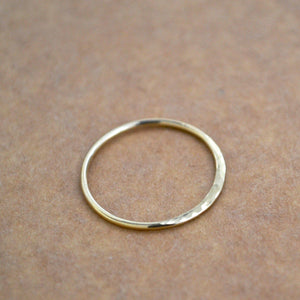 Sliver Ring - handmade thin stacking ring with dappled crescent face - Foamy Wader
