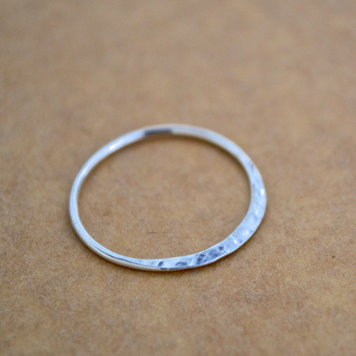 Sliver Ring - handmade thin stacking ring with dappled crescent face - Foamy Wader