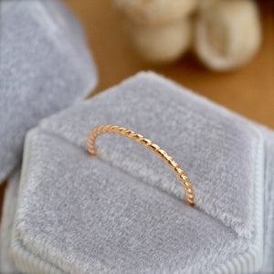 Tightrope Ring - handmade twisted wire rope precious metal stacking ring - Foamy Wader