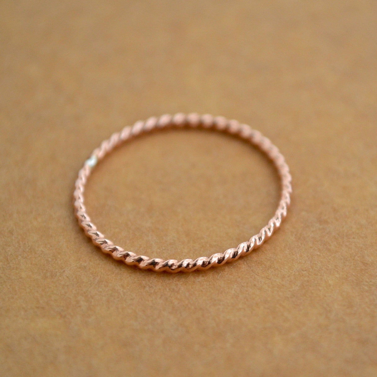 Tightrope Ring - handmade twisted wire rope precious metal stacking ring - Foamy Wader