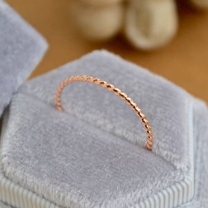 Tightrope Ring - handmade twisted wire rope precious metal stacking ring - Foamy Wader