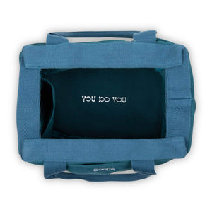 Blue project bag with 'YOU DO YOU' text on a white background