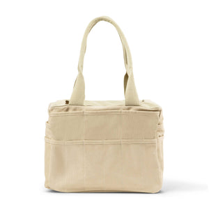 Beige tote bag on a white background