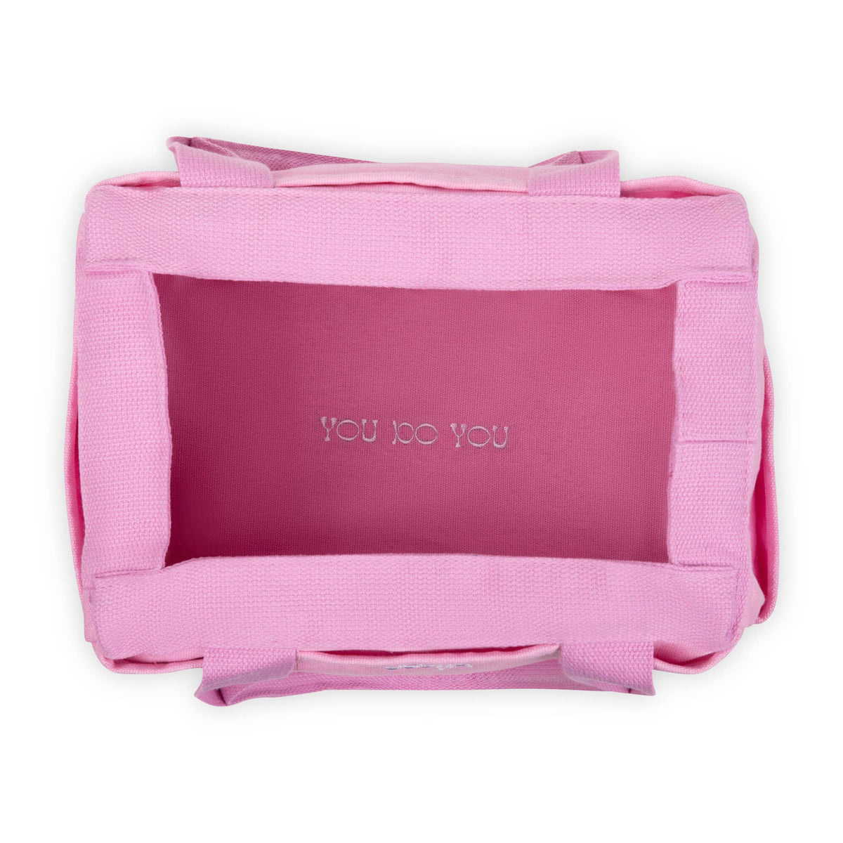 Pink tote bag with 'YOU DO YOU' text on a white background