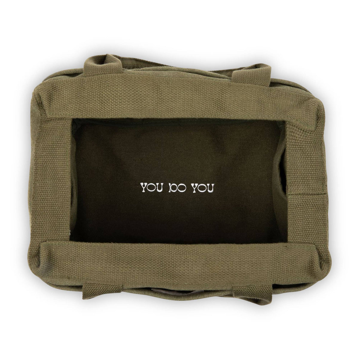 Green bag with 'YOU DO YOU' text on a white background