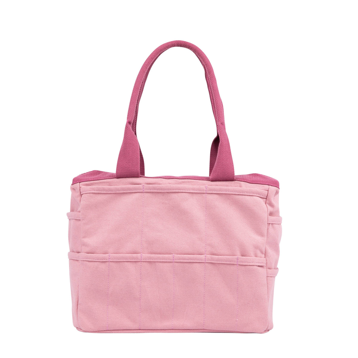 Pink tote bag from the back on a white background