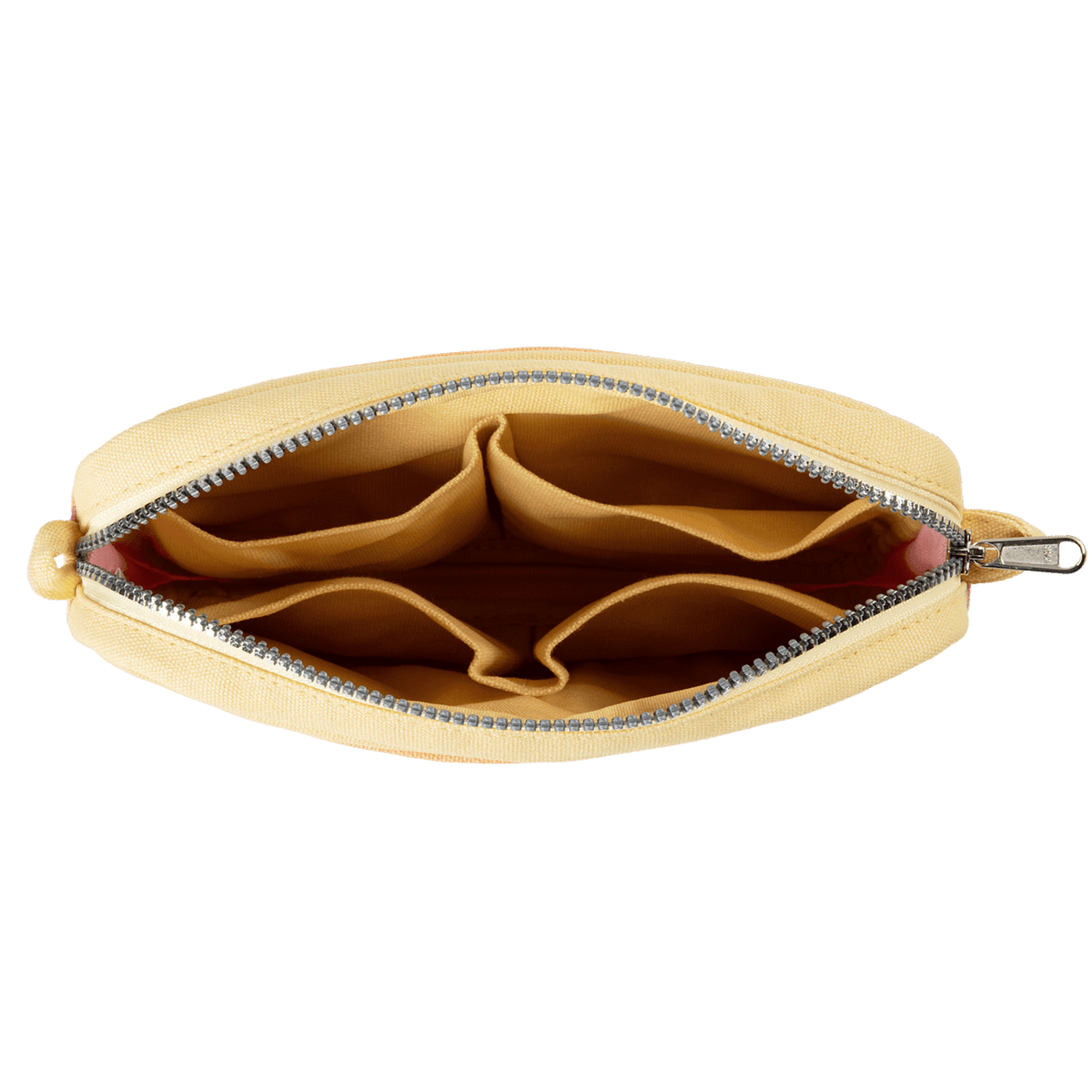 Yellow pouch with compartments on a black background