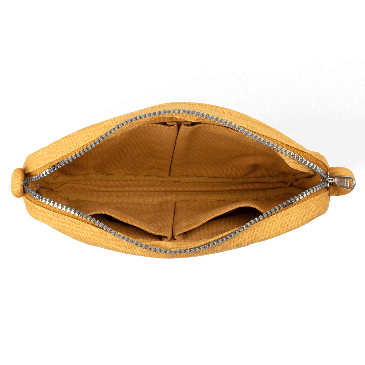 Yellow pouch with a zipper on a black background