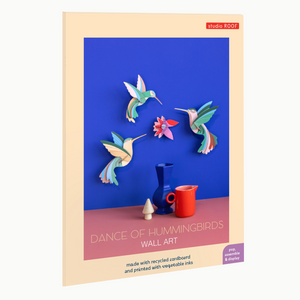 Packaging of the Dance of Hummingbirds Wall Art paper craft kit from Studio Roof. 
