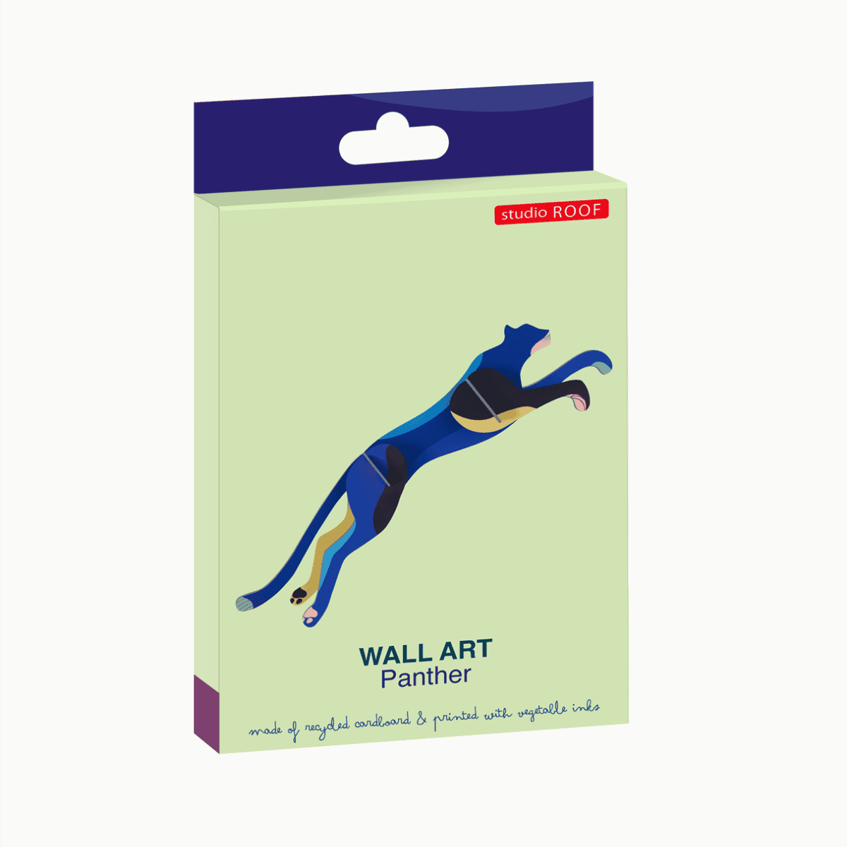 Packaging for a Panther Wall Art paper craft kit with Studio Roof branding. 
