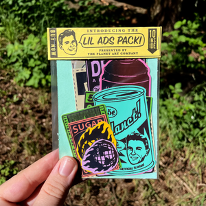 Sticker pack with the text "Lil Ads Pack" against a background of plants. 