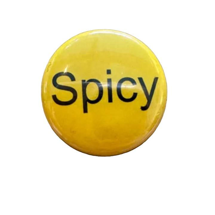 Yellow button with 'Spicy' text 