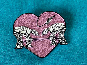 Enamel Pin: Love AT-AT First Sight - Pink Glitter