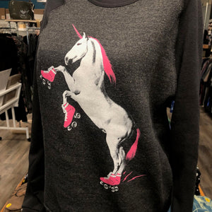 Sweatshirt: Roller Skating Unicorn - Colorblocked