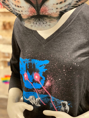 Shirt - V-Neck - Meta Laser Cat