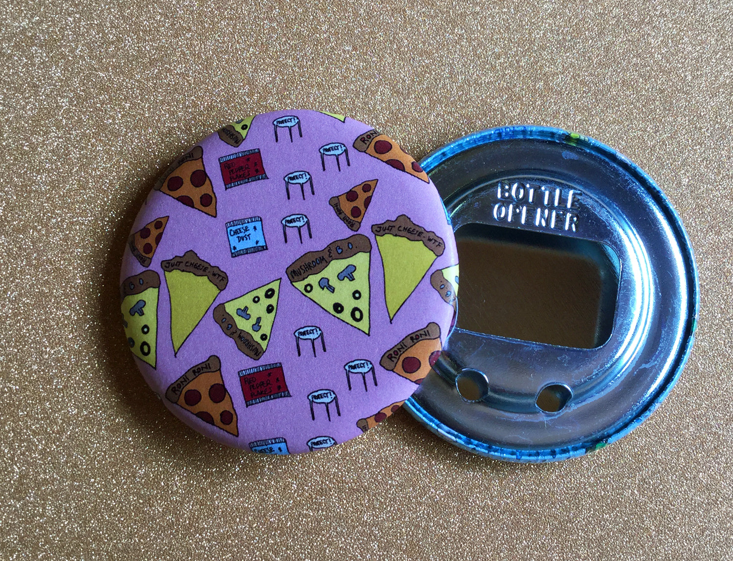 Bottle Opener Keychain: Pizza Party
