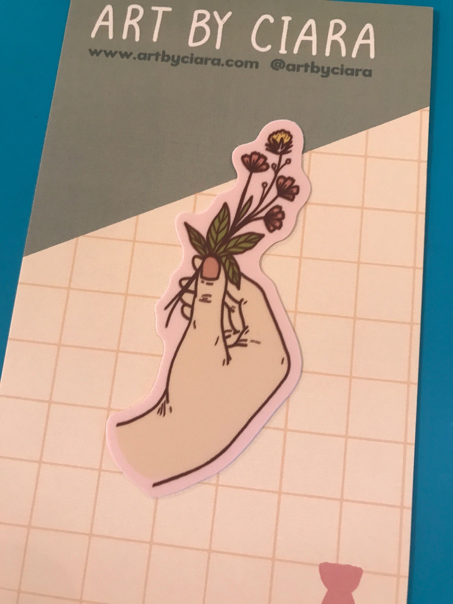 Sticker - Hand With Flower - Light
