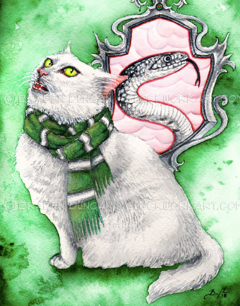 Print - Kitten of Ambition (green & silver)