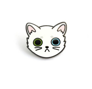 Enamel Pin - White Cat Face