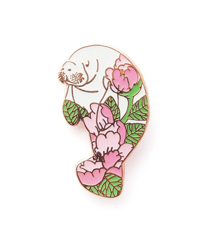 Enamel Pin - Peony Manatee