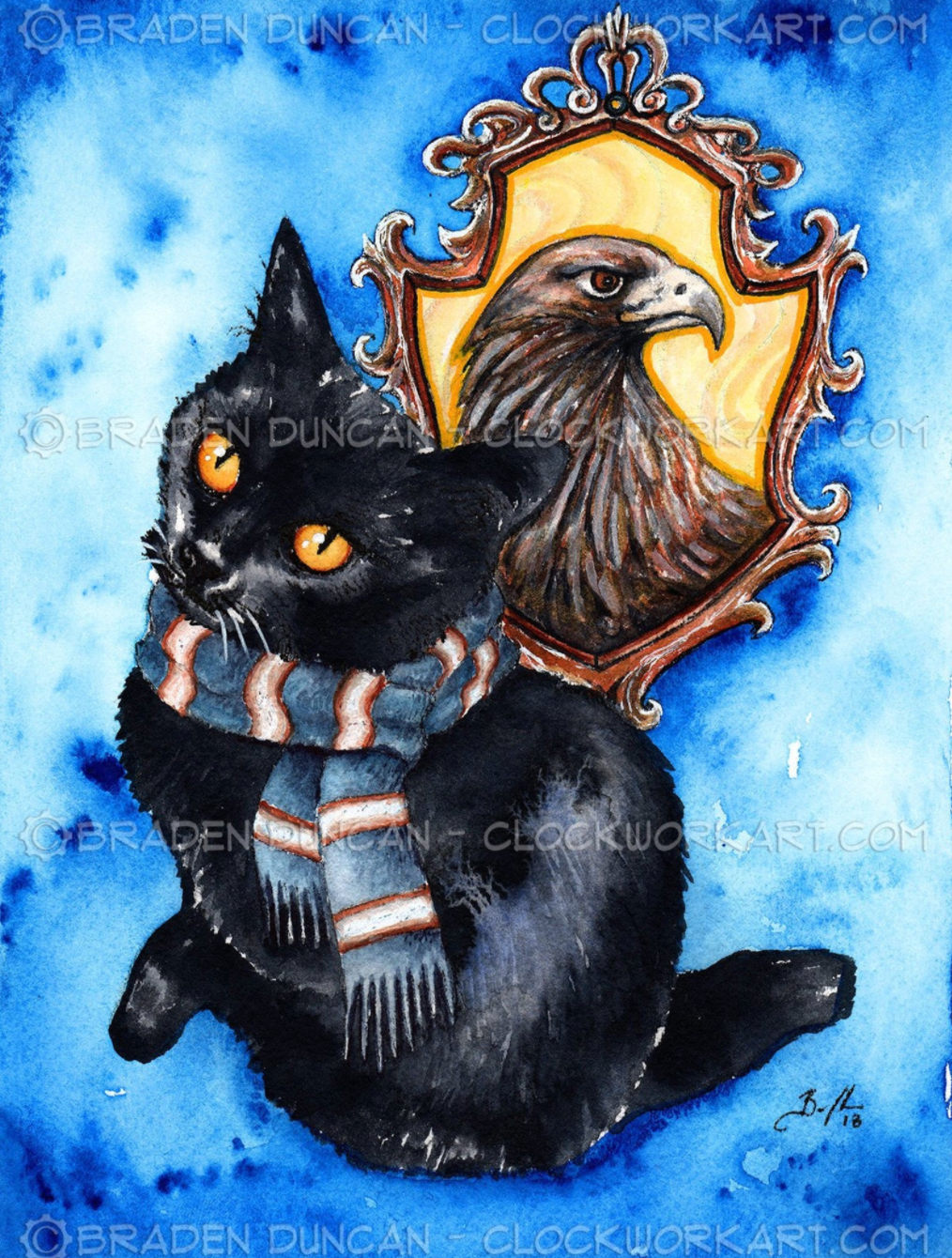 Card - Kitten of Intellect (blue & bronze)