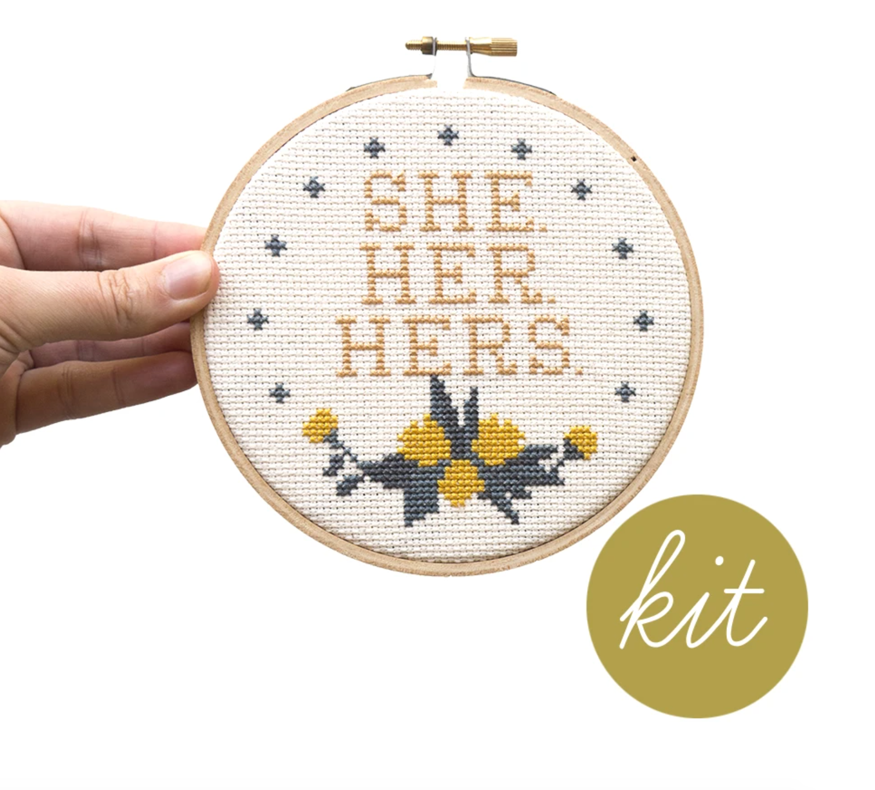 Cross Stitch Kit: Pronoun She Her Hers
