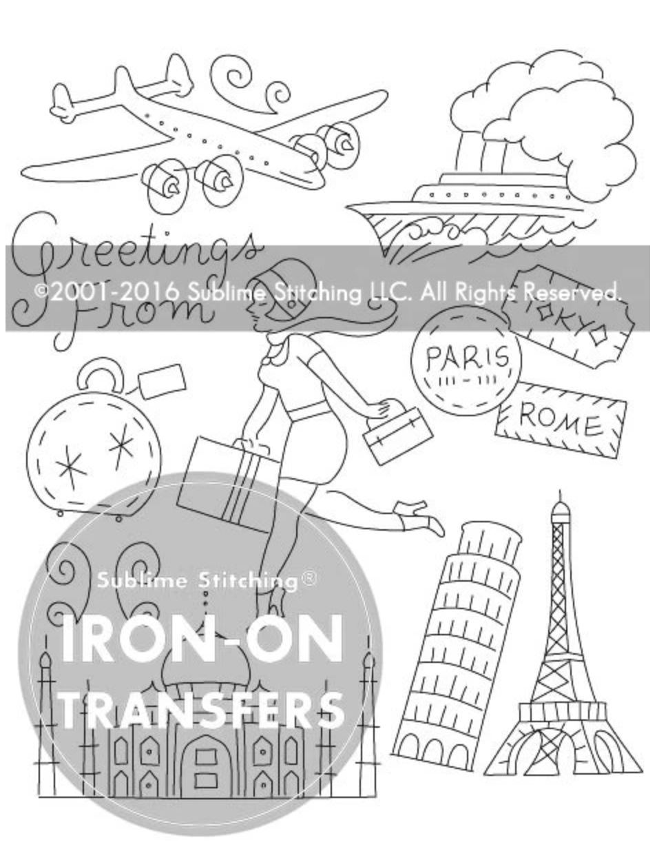 Craft Supply - Embroidery Pattern - Bon Voyage