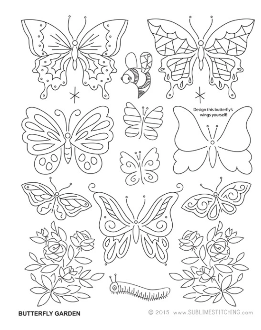 Craft Supply - Embroidery Pattern - Butterfly Garden