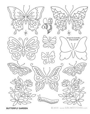 Craft Supply - Embroidery Pattern - Butterfly Garden