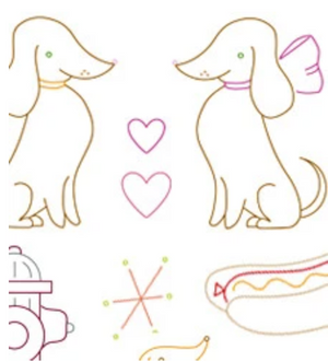 Craft Supply - Embroidery Pattern - Darling Dachshunds