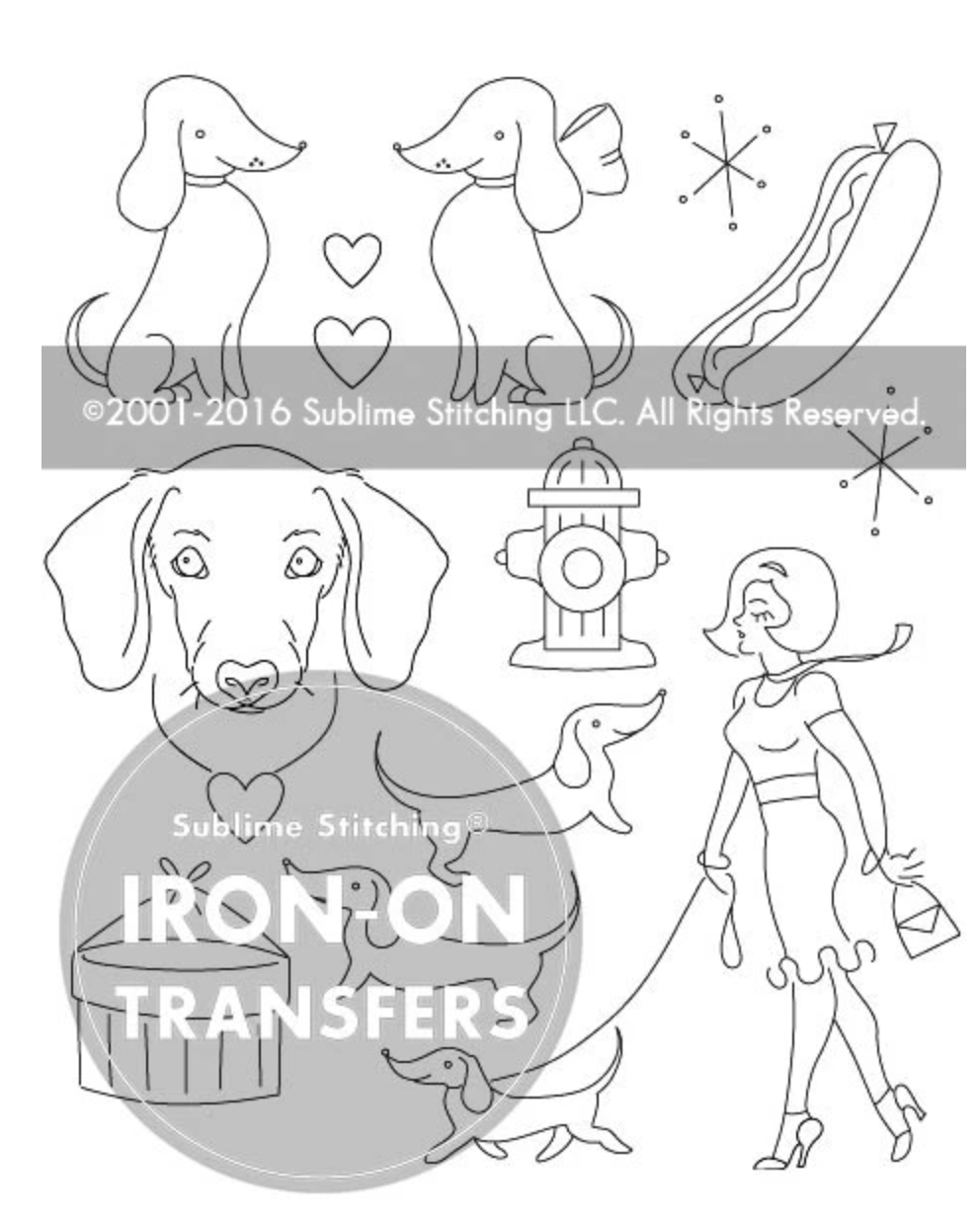 Craft Supply - Embroidery Pattern - Darling Dachshunds