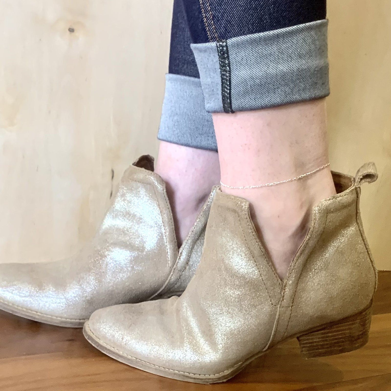 Figure 8 Chain Anklet - curvy infinity chain ankle bracelet made to order - Foamy Wader