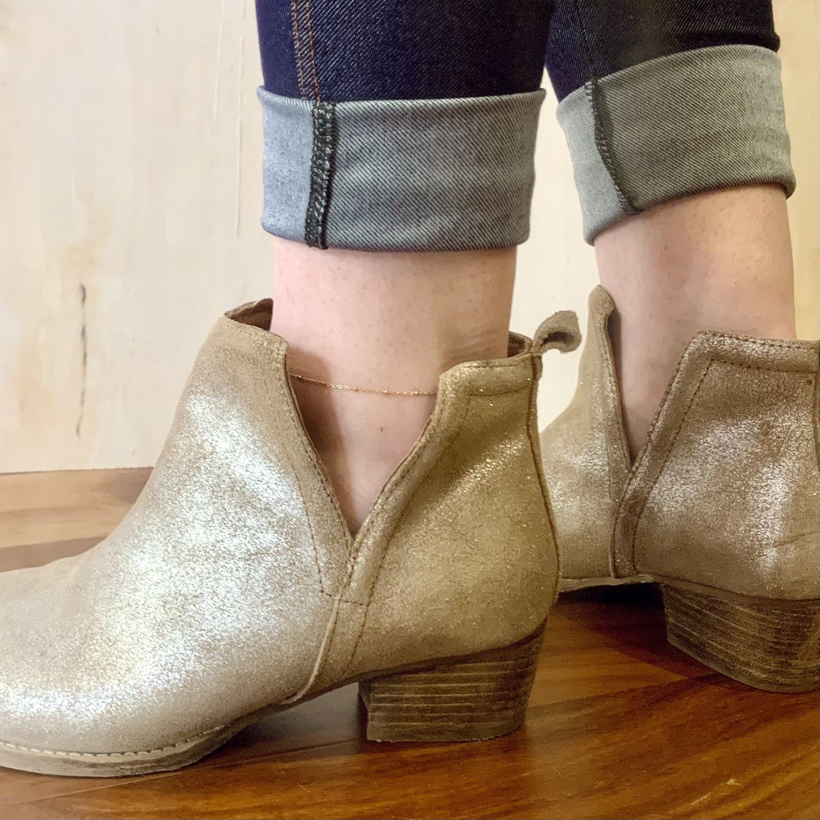 Satellite Chain Anklet - floating dot bead chain ankle bracelet made to order - Foamy Wader