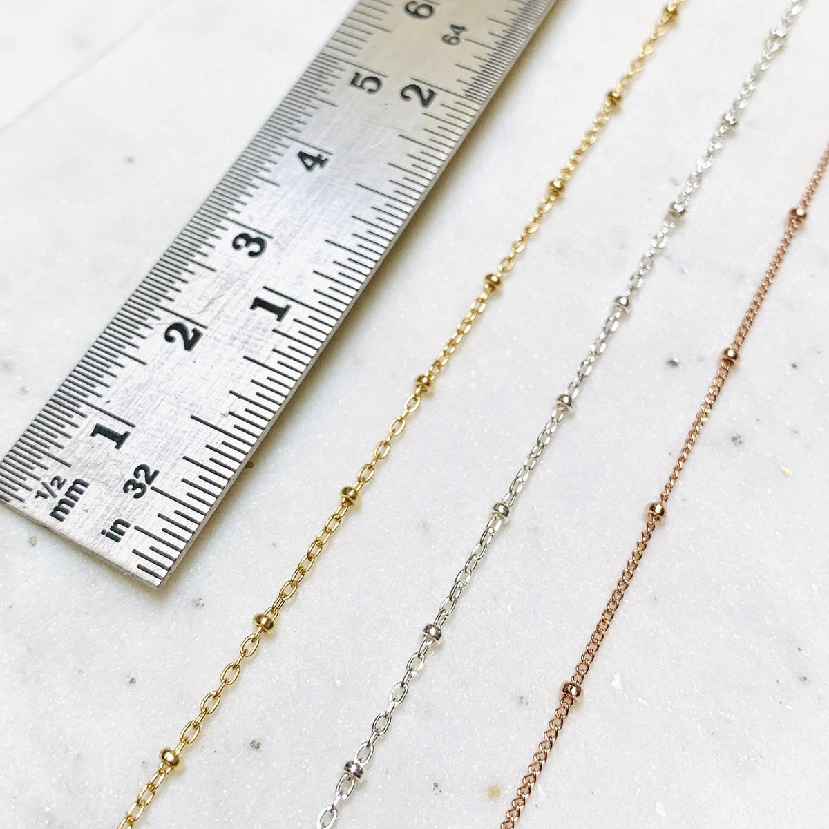 Satellite Chain Anklet - floating dot bead chain ankle bracelet made to order - Foamy Wader