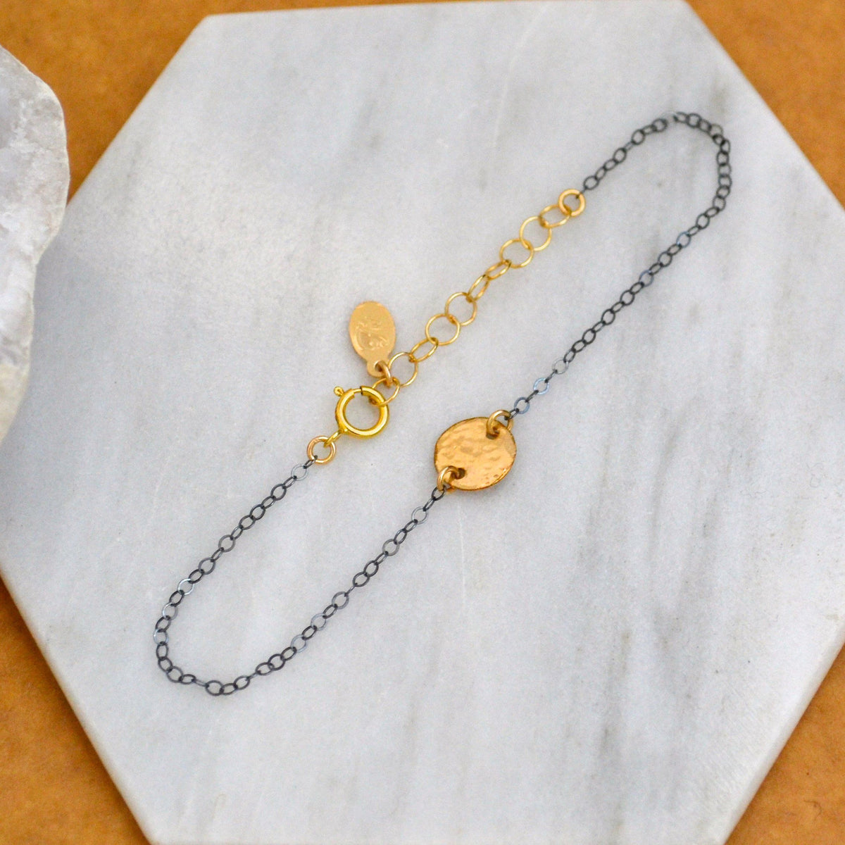 Speckle Anklet - handmade dappled disc dainty ankle bracelet made to order - Foamy Wader