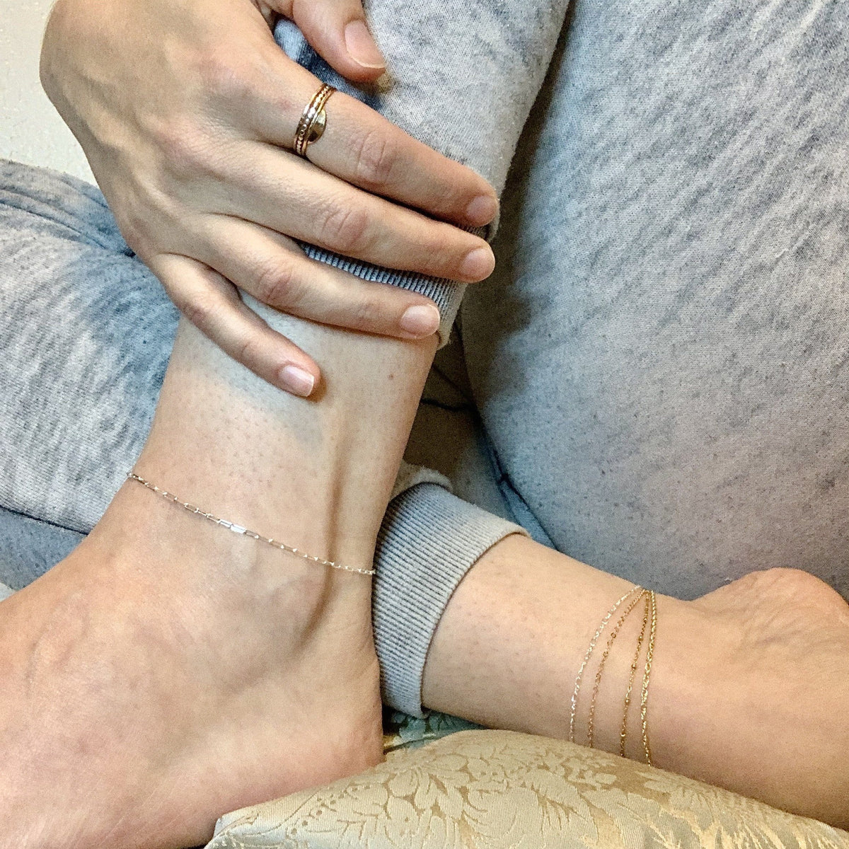 Surf Chain Anklet - sleek elongated oval chain ankle bracelet made to order - Foamy Wader