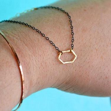Buoy Bracelet - handmade petite dappled elongated hexagon charm bracelet - Foamy Wader