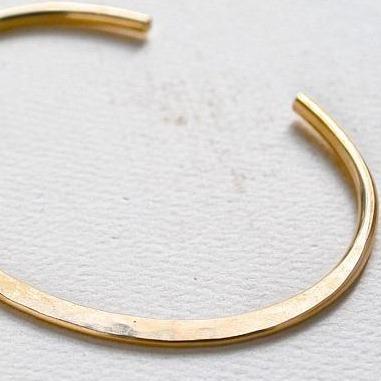 slim hammered 14k gold cuff