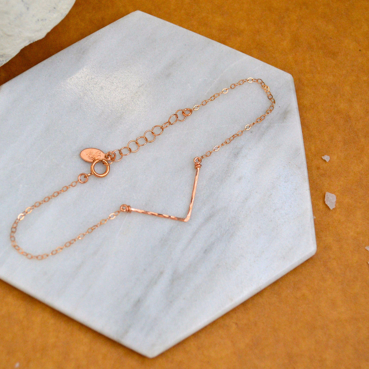 Chevron Bracelet - handmade hammered shimmering chevron chain bracelet - Foamy Wader