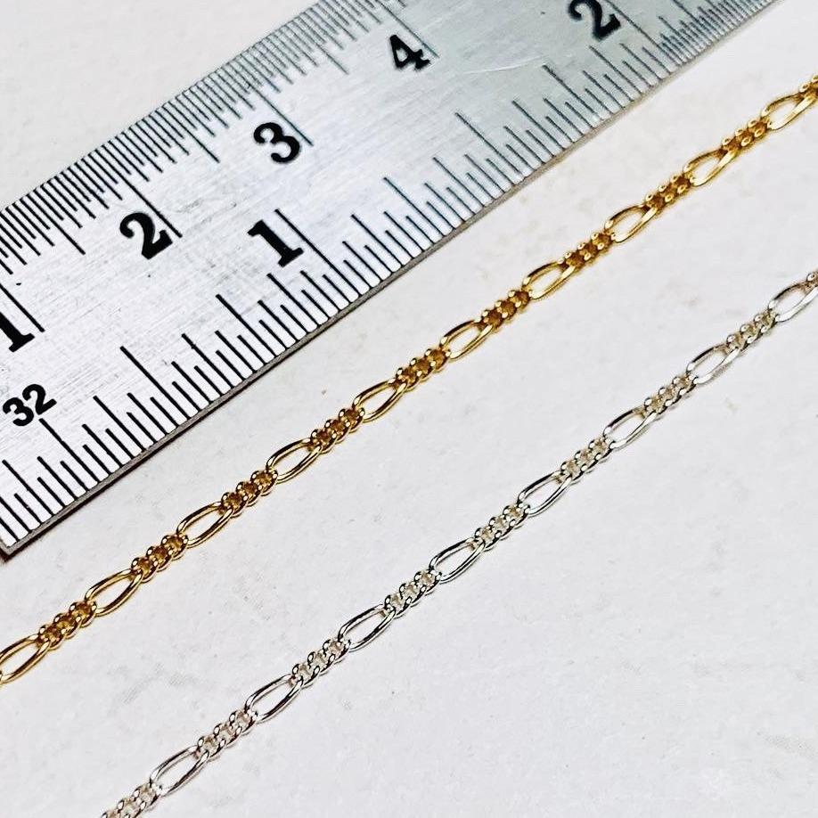 Figaro Chain Bracelet - sleek long and short custom chain bracelet made to order - Foamy Wader