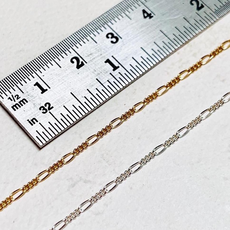 Figaro Chain Bracelet - sleek long and short custom chain bracelet made to order - Foamy Wader