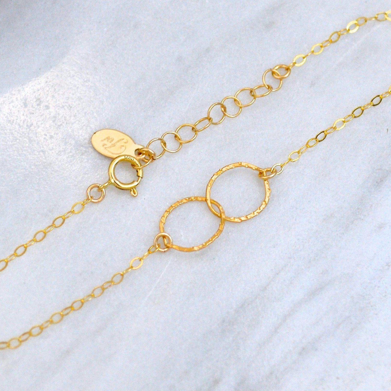 Infinity Bracelet - handmade hammered interlocking double circle bracelet - Foamy Wader